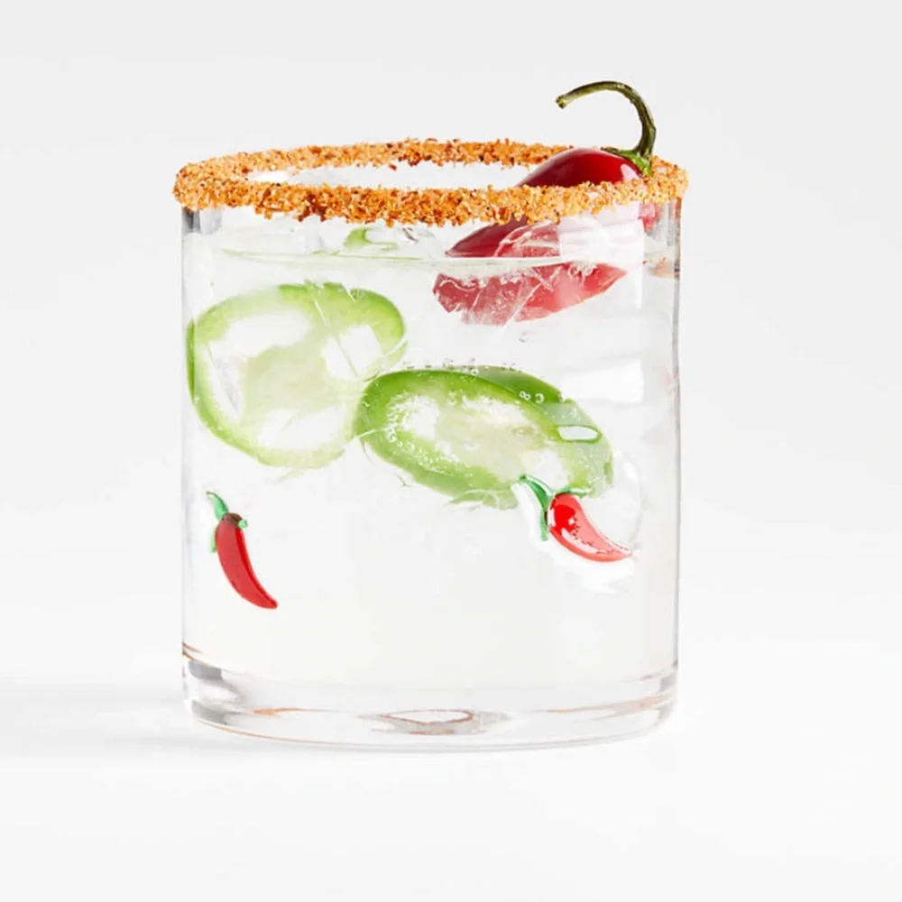 Crate&Barrel Chili Pepper Icon Double Old-Fashioned Glass